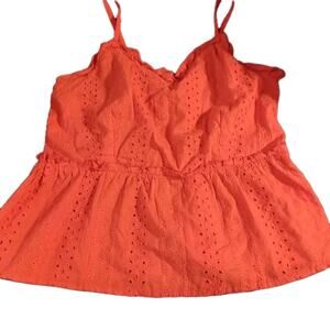 Sim & Sam Red Eyelet Babydoll Top Sz. Lg Cottage Fairy Y2k
